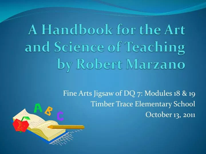 a handbook for the art and science of teaching by robert marzano