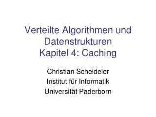 verteilte algorithmen und datenstrukturen kapitel 4 caching