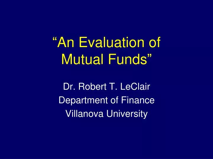 an evaluation of mutual funds
