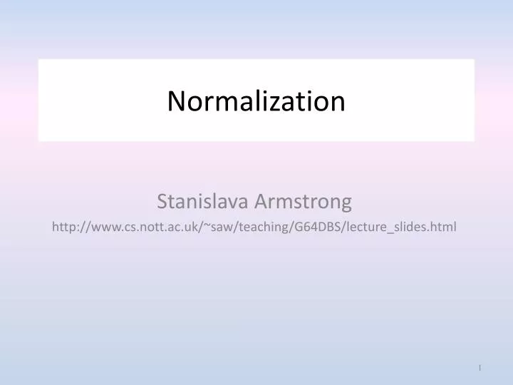 normalization