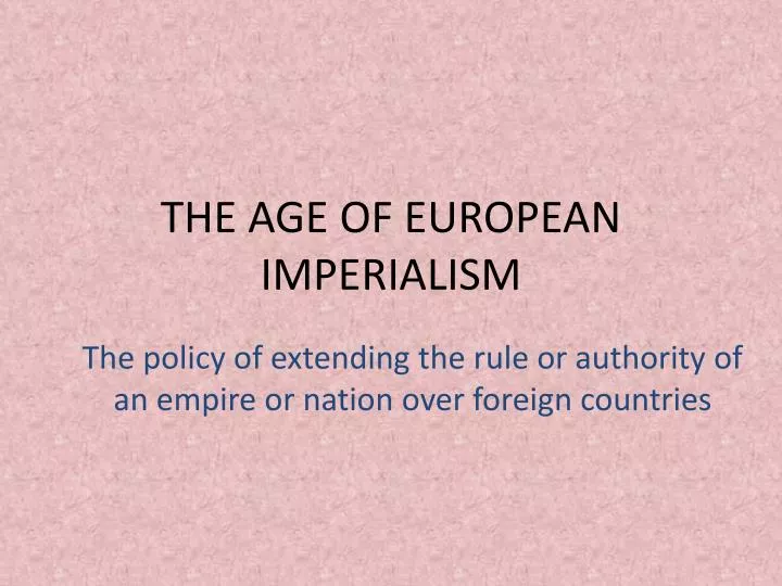 the age of european imperialism