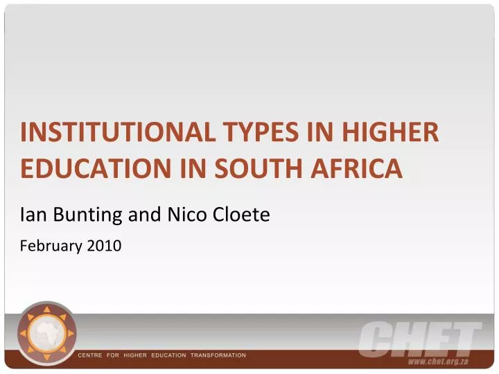 institutional types in higher education in south africa