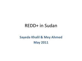 REDD+ in Sudan