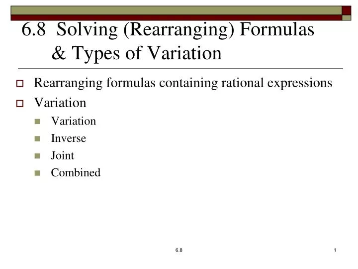 6 8 solving rearranging formulas types of variation
