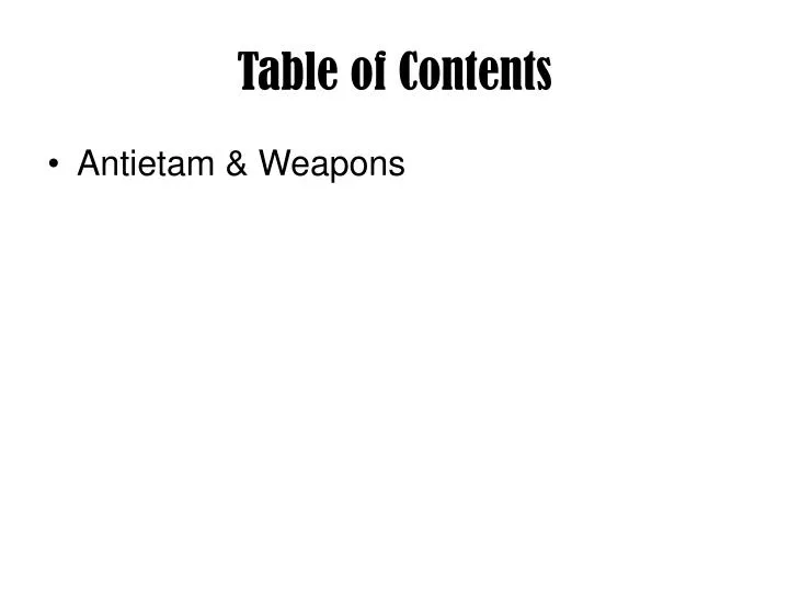 table of contents