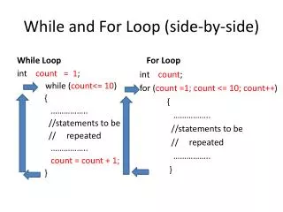 While and For Loop (side-by-side)