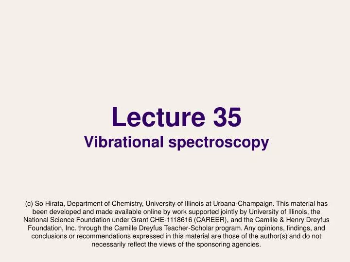 lecture 35 vibrational spectroscopy