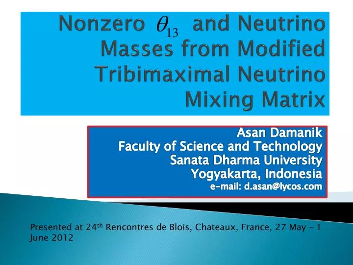 nonzero and neutrino masses from modified tribimaximal neutrino mixing matrix