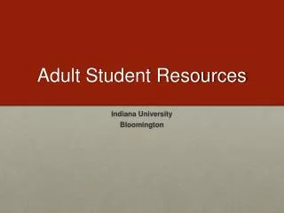 Adult Student Resources