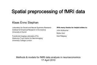 Spatial preprocessing of fMRI data