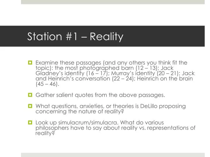 station 1 reality