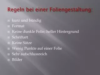 regeln bei einer foliengestaltung