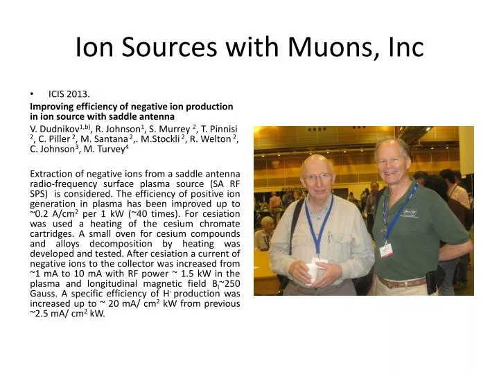 ion sources with muons inc