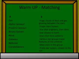 Warm UP - Matching
