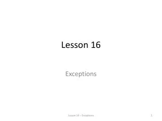 Lesson 16