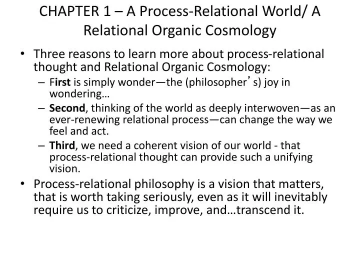 chapter 1 a process relational world a relational organic cosmology