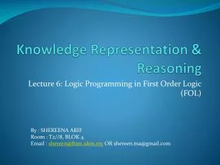 Knowledge Representation &amp; Reasoning