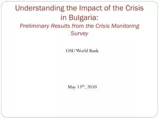 OSI/World Bank May 13 th , 2010