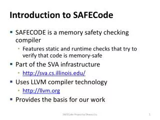 Introduction to SAFECode