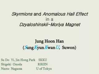 Jung Hoon Han ( S ung K yun K wan U , Suwon)