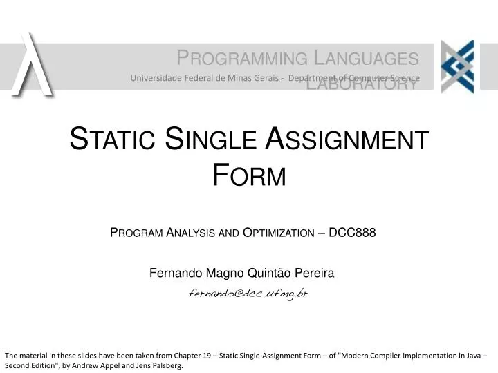 static single assignment form