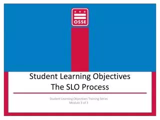 Student Learning Objectives The SLO Process