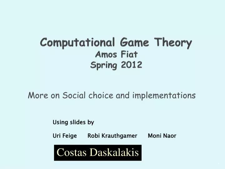computational game theory amos fiat spring 2012