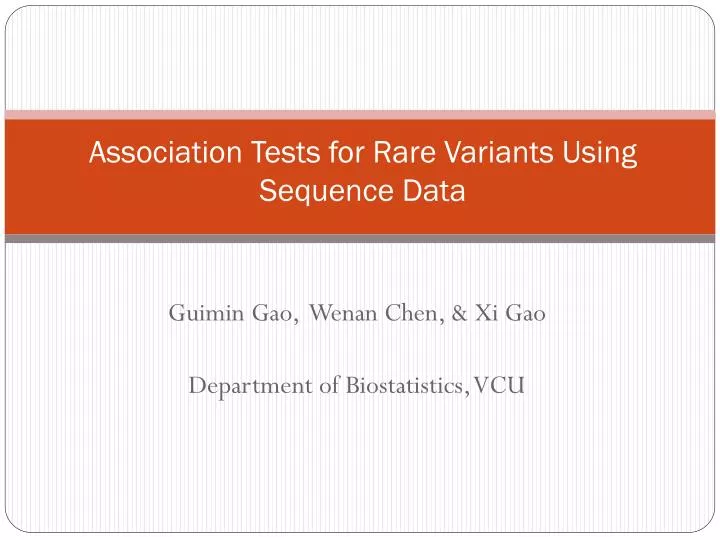 association tests for rare variants using sequence data