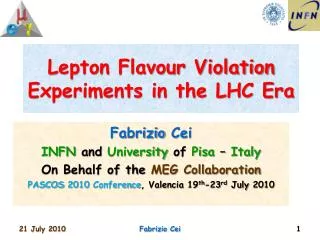 Lepton Flavour Violation Experiments in the LHC Era