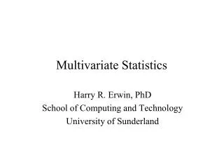 Multivariate Statistics