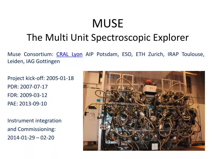 muse the multi unit spectroscopic explorer
