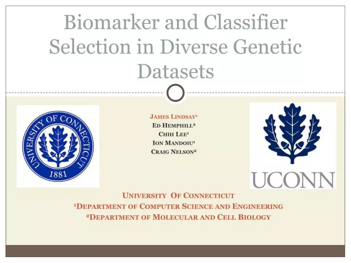 biomarker and classifier selection in diverse genetic datasets