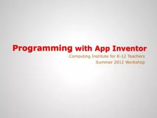 Programming with App Inventor