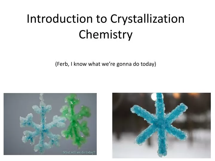 introduction to crystallization chemistry