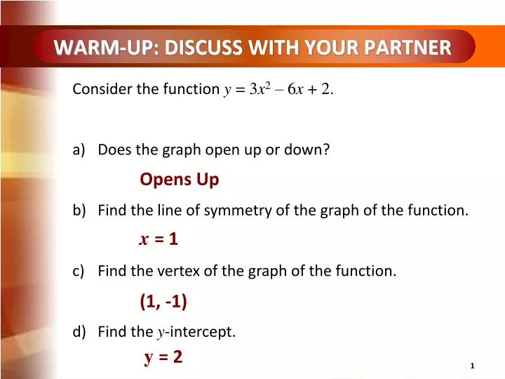 warm up discuss with your partner