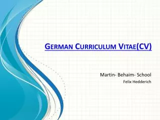German Curriculum Vitae(CV)