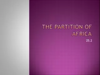 The Partition of Africa