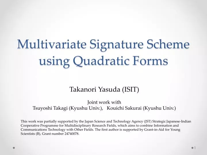 multivariate signature scheme using quadratic forms