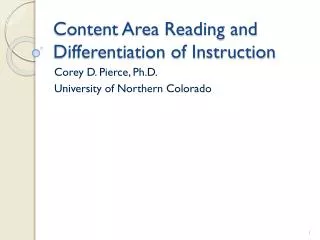 Content Area Reading and Differentiation of Instruction