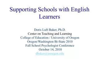 Supporting Schools with English Learners