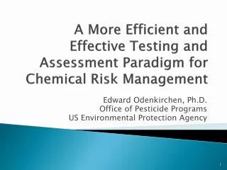 A More Efficient and Effective Testing and Assessment Paradigm for Chemical Risk Management