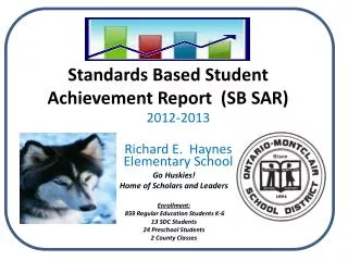 Standards Based Student Achievement Report (SB SAR)
