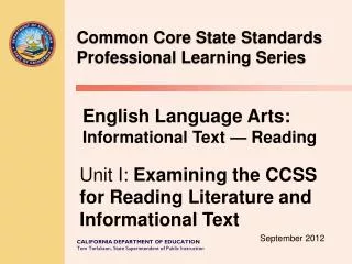 Common Core State Standards Professional Learning Series