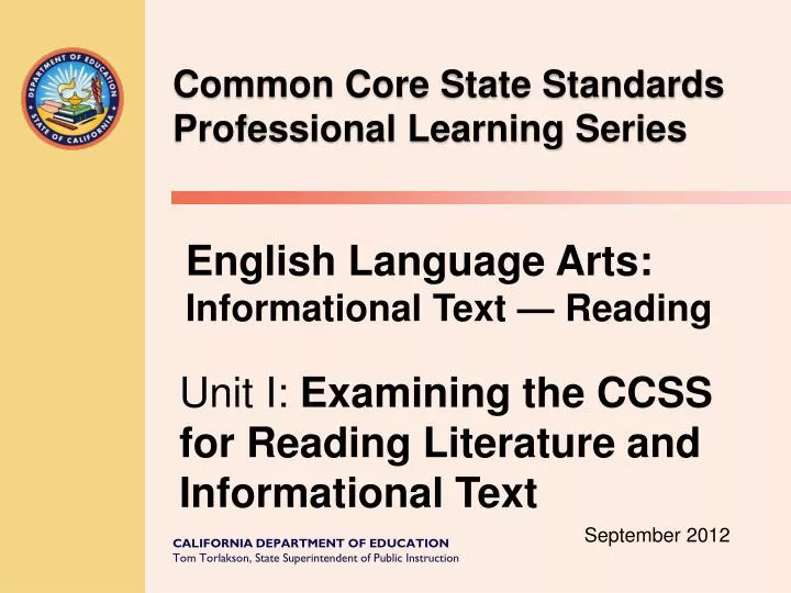 common core state standards professional learning series