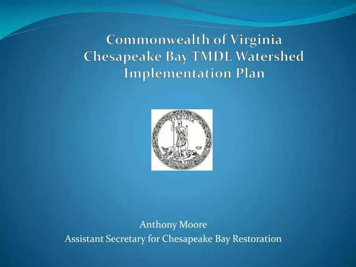 commonwealth of virginia chesapeake bay tmdl watershed implementation plan