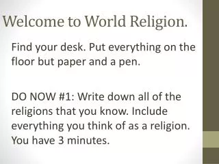 Welcome to World Religion.
