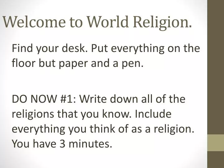 welcome to world religion