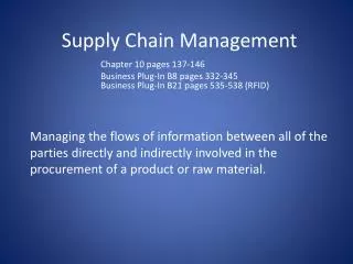 Supply Chain Management