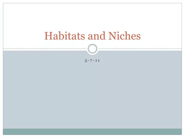 habitats and niches