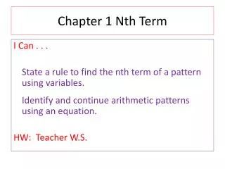 Chapter 1 Nth Term